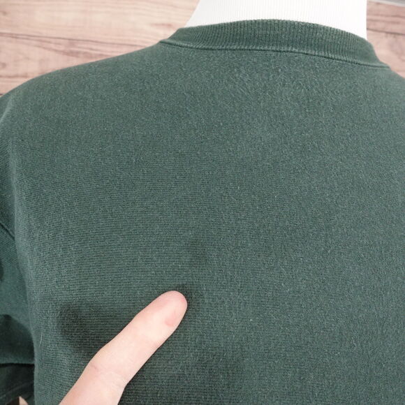 VINTAGE CHAMPION REVERSE WEAVE GREEN BLANK USA MADE CREW NECK SWEATSHIRT L 90s - Picture 3 of 8